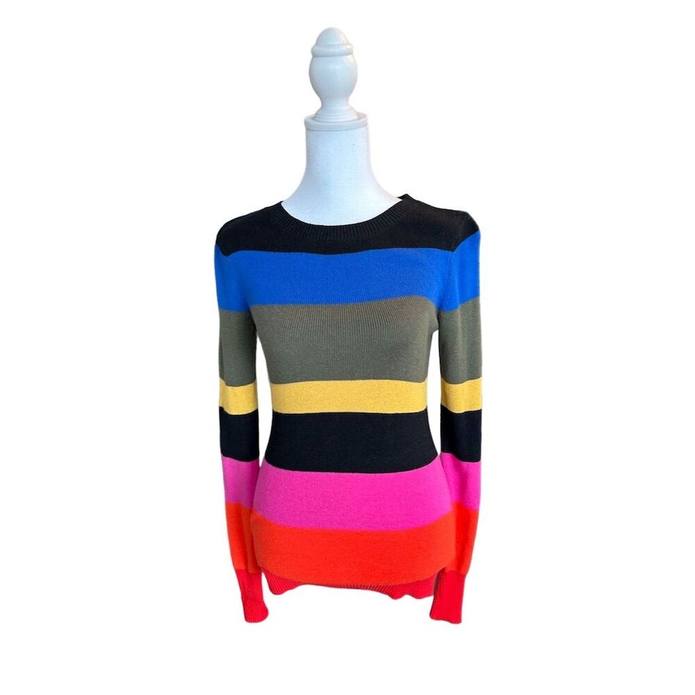 Express Women's XS Multicolor Striped Crewneck Pullover Sweater